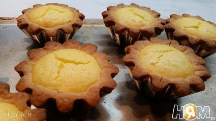 песочные корзиночки с творогом и белковым кремом