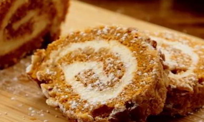 Рецепт тыквенного бисквитного рулета кремом