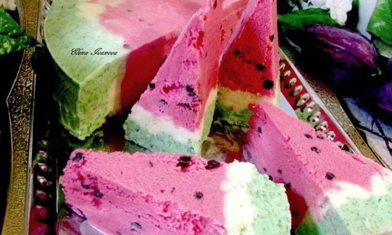 Рецепт торта-мороженого арбуз