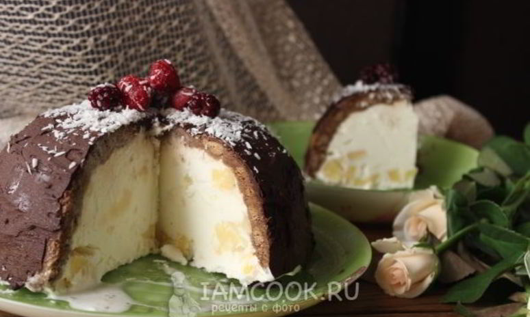 Рецепт торта-мороженого с ананасом