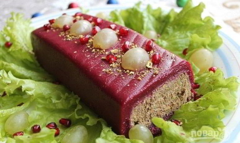 Рецепт рулета из печени в клюквенном муссе