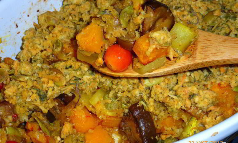 Рецепт овощного крамбла с тыквой