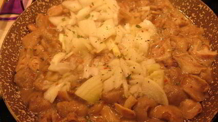 суфле из овощей под маслятами в сметане