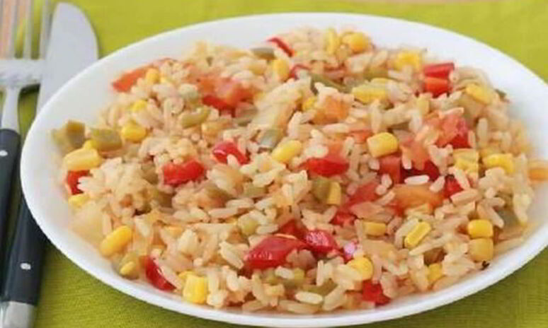 Рецепт быстрого риса с овощной смесью