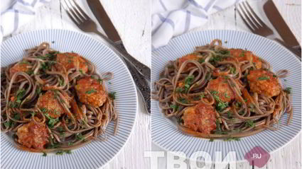 гречневая лапша соба с фрикадельками