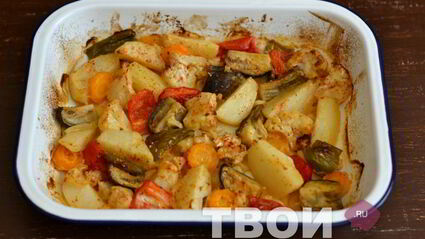 картофель с овощами