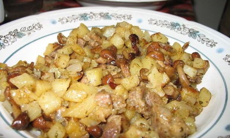 Рецепт картошки с грибами опятами жареная