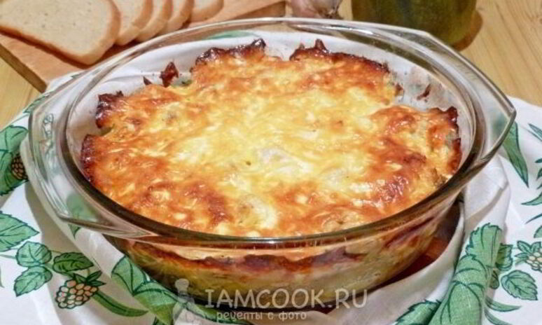 Рецепт картошки с курицей и сыром в духовке