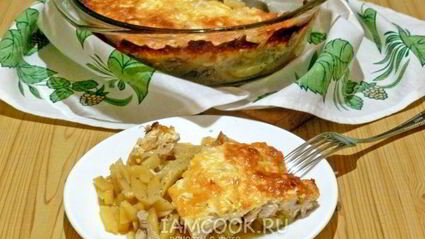 картошка с курицей и сыром в духовке
