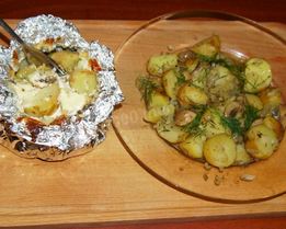 Картошка с шампиньонами и луком в духовке