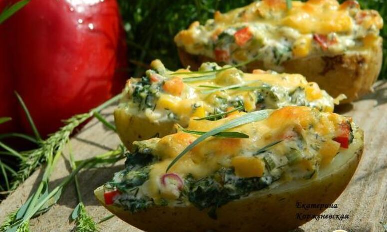 Рецепт молодого картофеля с перцем и творожным сыром