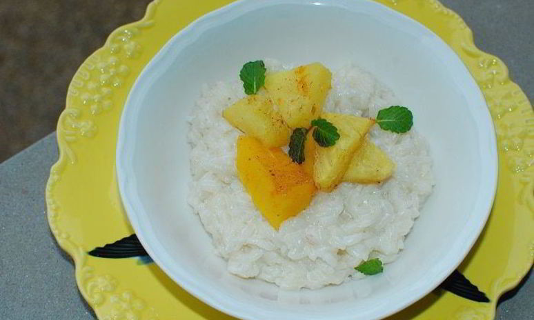 Рецепт риса на кокосовом молоке с манго и ананасом