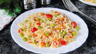 Рис с горохом и сладким перцем