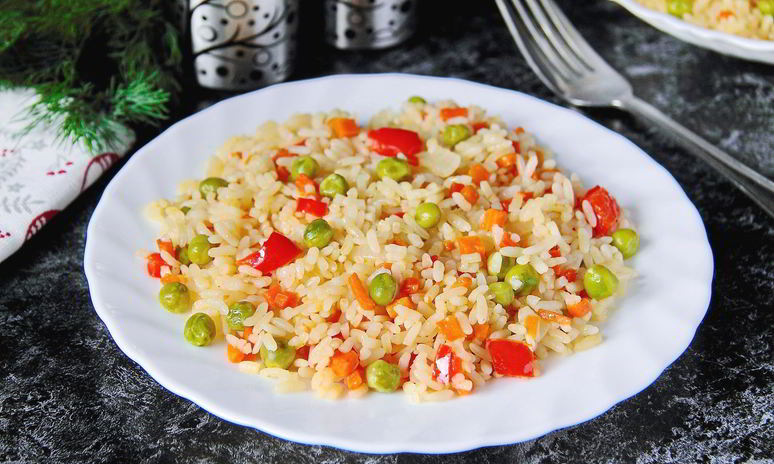 Рецепт риса с горохом и сладким перцем