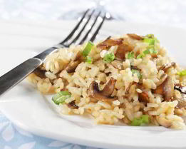 Рис с грибами и луком-пореем