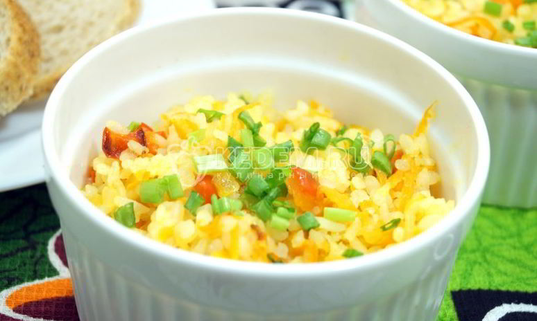 Рецепт риса с овощами на сковороде