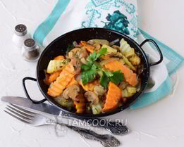 Жареная картошка с грибами и луком