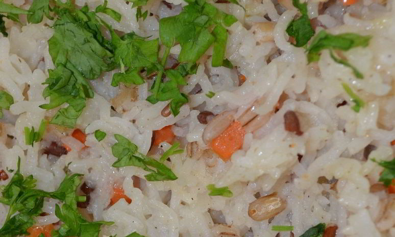 Рецепт жареного риса с перловкой и мясом