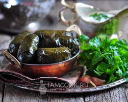 Долма из маринованных виноградных листьев