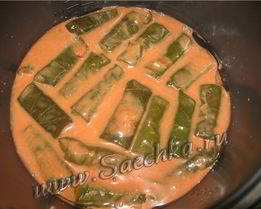 долма из виноградных листьев в мультиварке