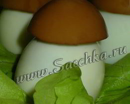 Грибочки из фаршированных яиц