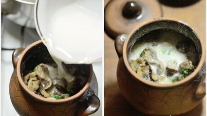 грибы душеные в горшочке