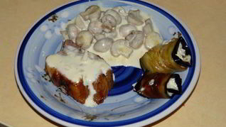 Грибы в сливочно-сырной подливке