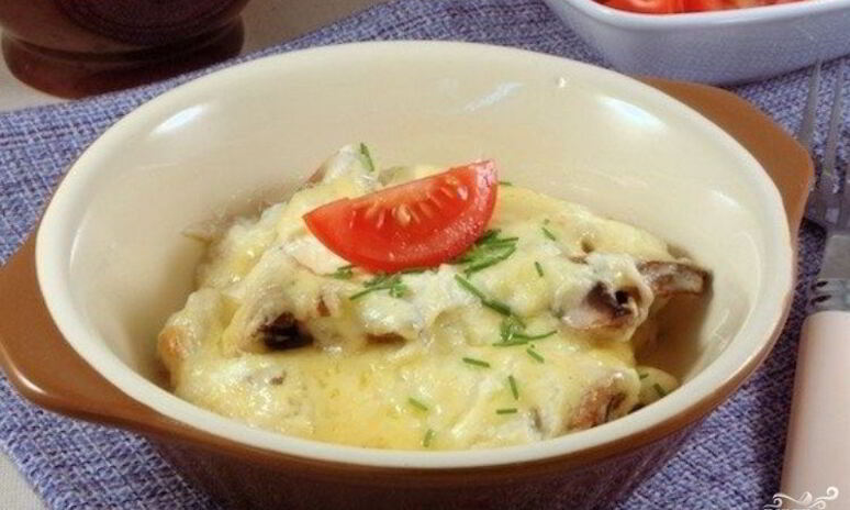 Рецепт грибов в сметане, запеченные в духовке