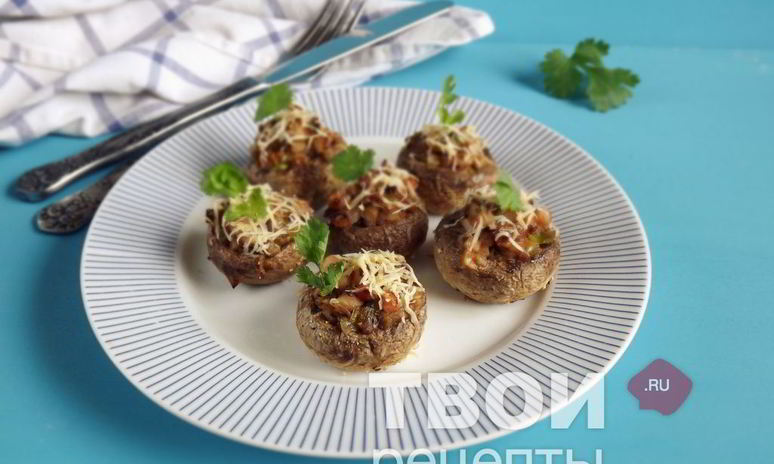 Рецепт шампиньонов фаршированных ветчиной