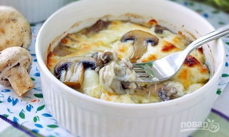 Рецепт шампиньонов в соусе бешамель