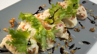 Картофельное пюре со сладким перцем и помидорами