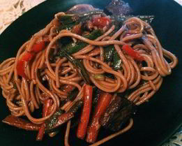 Лапша со свининой в соусе терияки