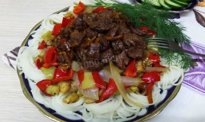 Рецепт лапши вок с говядиной и овощами