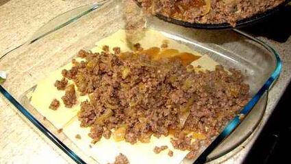 лазанья с фаршем и грибами