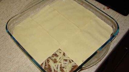 лазанья с фаршем и грибами