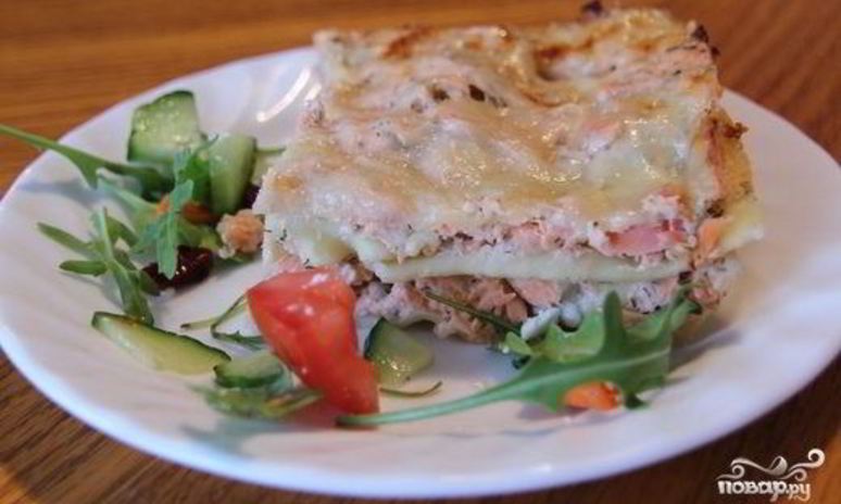 Рецепт лазаний с форелью