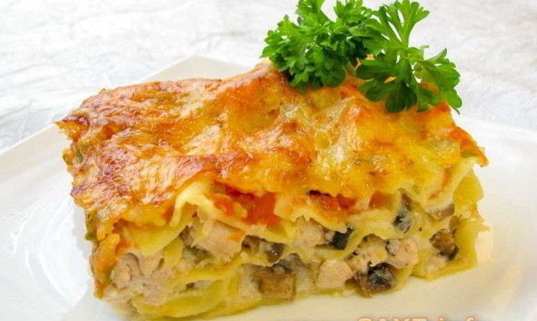 Рецепт лазаний с грибами и куриным филе