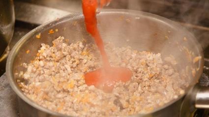 лазанья с овощами и фаршем