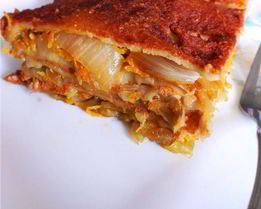 Русская лазанья с квашеной капустой и ореховым соусом