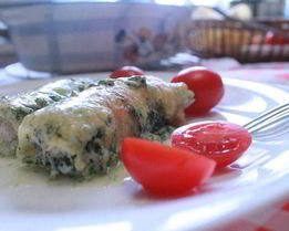 Каннеллони с песто из шпината