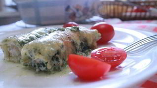 Каннеллони с песто из шпината