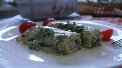 каннеллони с песто из шпината