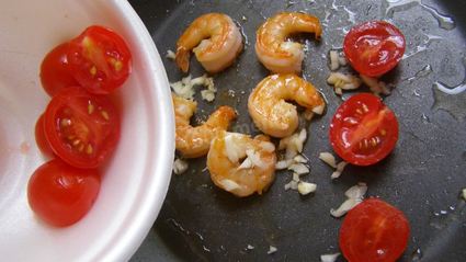 макароны с креветками в сливочном соусе