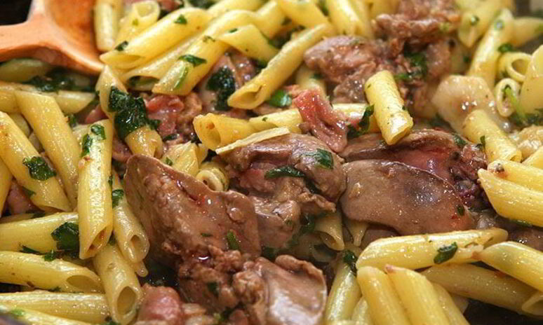 Рецепт макарон с куриной печенкой