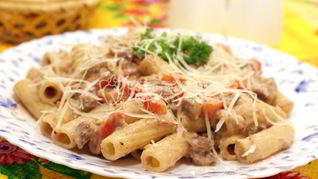 Макароны с мясом и овощами