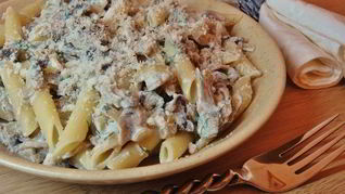 Макароны с опятами