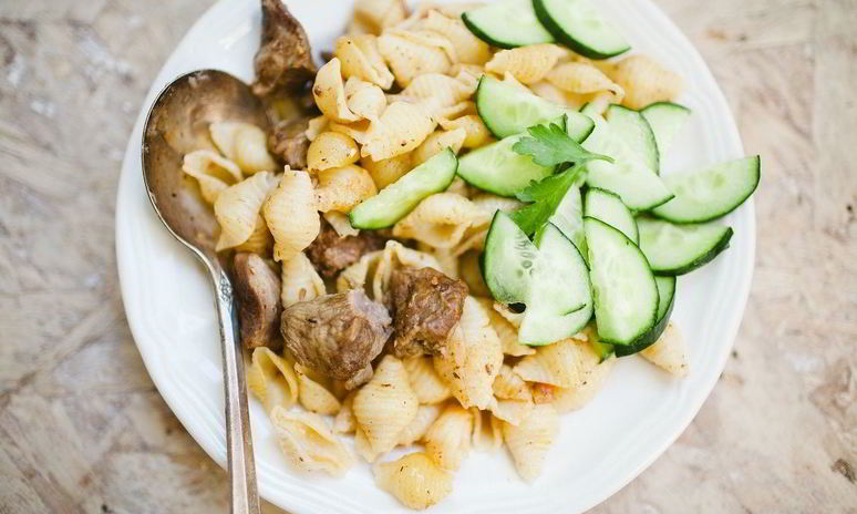 Рецепт макарон с тушеным мясом