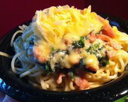 Макароны с ветчиной и цукини