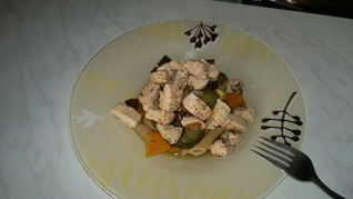 Паста с баклажаном, тыквой и индейкой