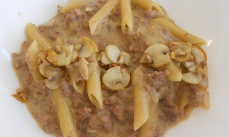 Рецепт пасты с фаршем и грибами